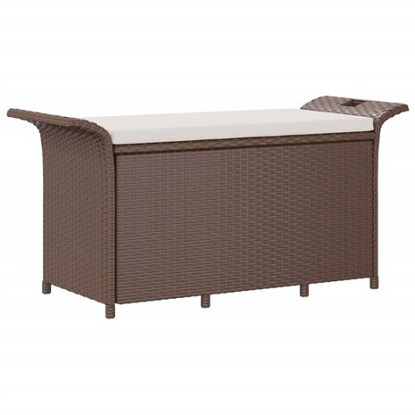 Tuinbank met kussen 116x46x57 cm poly rattan bruin