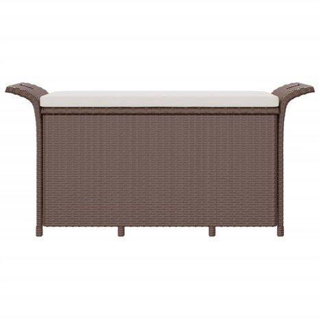 Tuinbank met kussen 116x46x57 cm poly rattan bruin