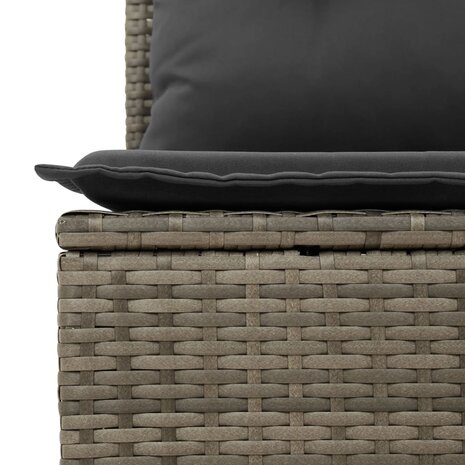 Tuinbankje verstelbaar met kussens poly rattan grijs