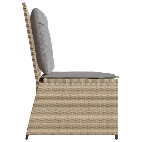 Tuinbankje verstelbaar met kussens poly rattan beige