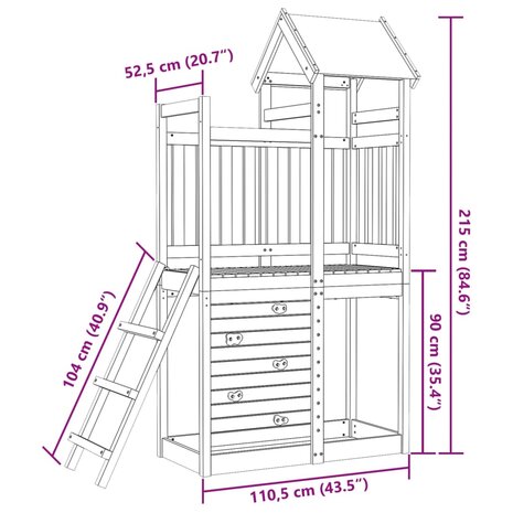 Speeltoren met rotswand 110,5x52,5x215 cm geïmpregneerd hout