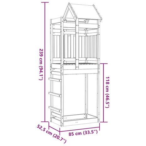 Speeltoren 85x52,5x239 cm massief douglashout