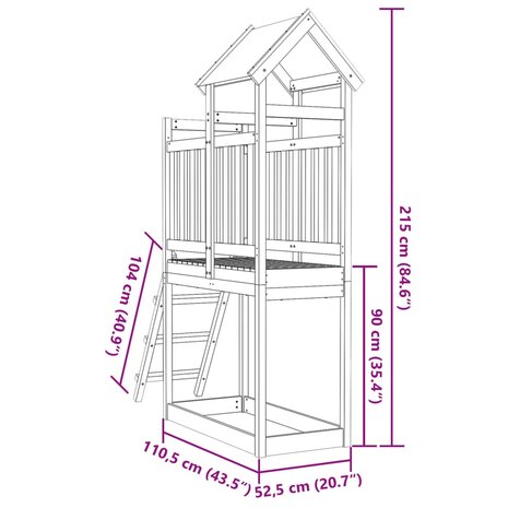 Speeltoren met ladder 110,5x52,5x215 cm massief douglashout