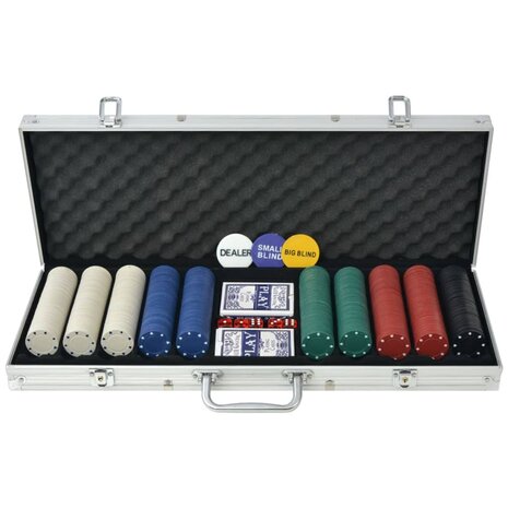 Pokerset met 500 chips aluminium