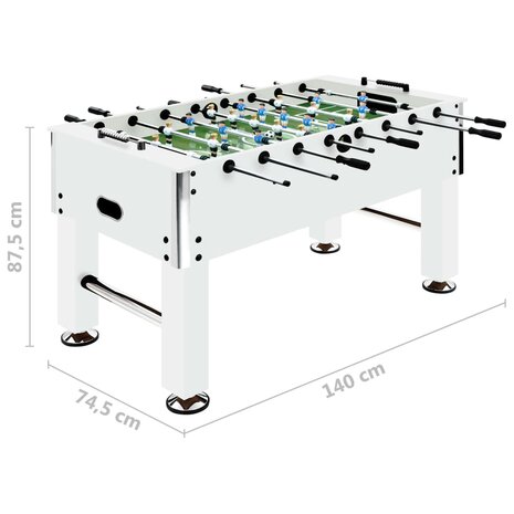 Voetbaltafel 60 kg 140x74,5x87,5 cm staal wit