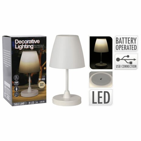 Tafellamp LED oplaadbaar 13x30 cm wit