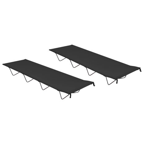 Campingbedden 2 st 180x60x19 cm oxford stof en staal zwart