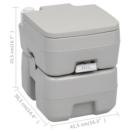 Kampeertoilet draagbaar 20 + 10 L grijs