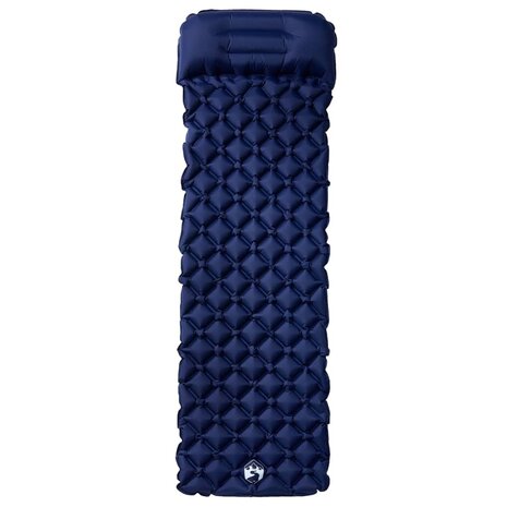 Kampeermatras met kussen opblaasbaar 1-persoons marineblauw