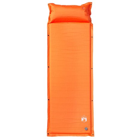 Kampeermatras met kussen zelfopblazend 1-persoons oranje