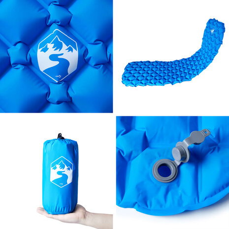 Kampeermatras opblaasbaar 190x58x6 cm 1-persoons blauw