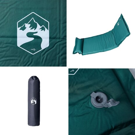 Kampeermatras met kussen zelfopblazend 1-persoons groen