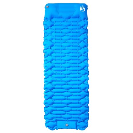 Kampeermatras met kussen zelfopblazend 1-persoons blauw