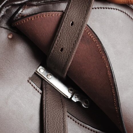 Echt lederen paardrijzadel 16&quot; 14 cm (5-in-1 set, bruin)