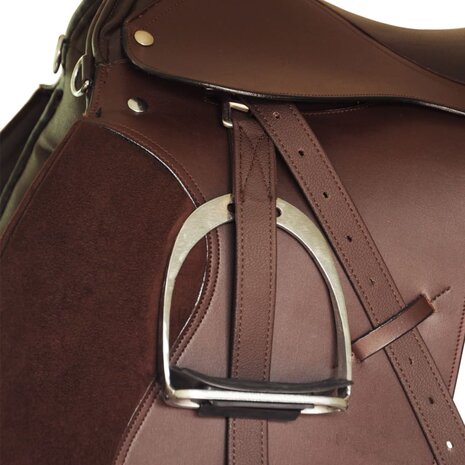 Echt lederen paardrijzadel 17,5&quot; 18 cm (5-in-1 set, bruin)