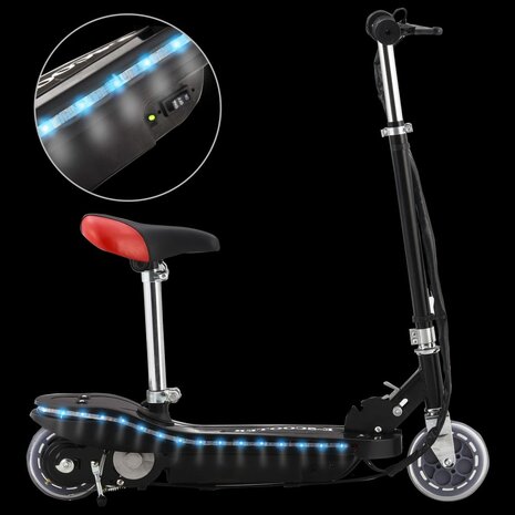 Kinderstep met zadel en LED 120 W zwart