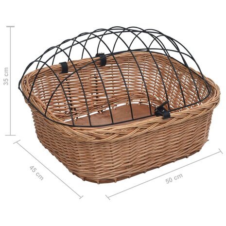 Fietsstuurmand met deksel 50x45x35 cm natuurlijk wilgen