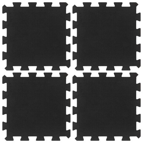 Rubbertegels 4 st 16 mm 30x30 cm zwart