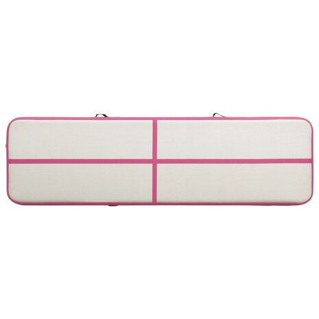 Gymnastiekmat met pomp opblaasbaar 800x100x20 cm PVC roze