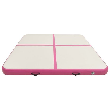 Gymnastiekmat met pomp opblaasbaar 200x200x10 cm PVC roze