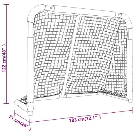 Hockeydoel 183x71x122 cm polyester rood en wit