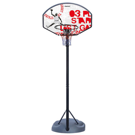 Basketbalstandaard Champion Shoot verstelbaar zwart wit en rood