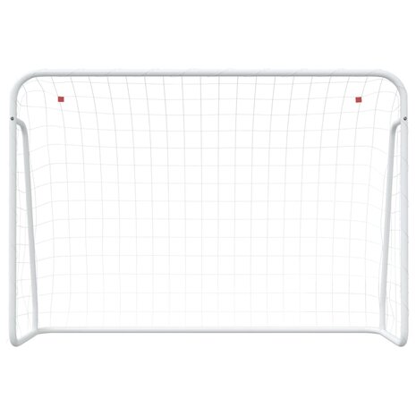 Voetbaldoel met net 214x75x152 cm staal en polyester wit