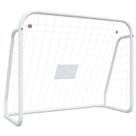 Voetbaldoel met net 125x96x60 cm staal en polyester wit