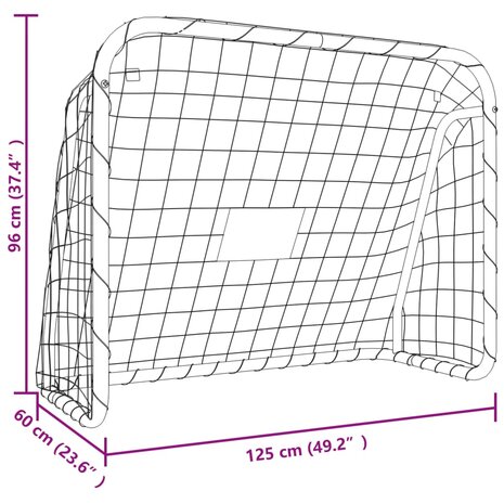 Voetbaldoel met net 125x96x60 cm staal en polyester wit