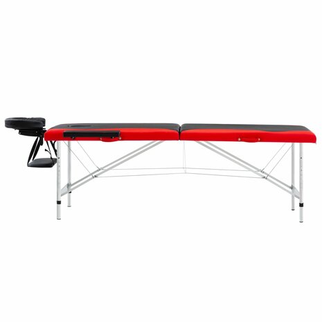 Massagetafel inklapbaar 2 zones aluminium zwart en rood