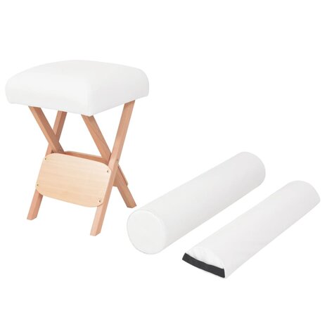 Massagekruk met 12cm dikke zitting en 2 bolsters inklapbaar wit