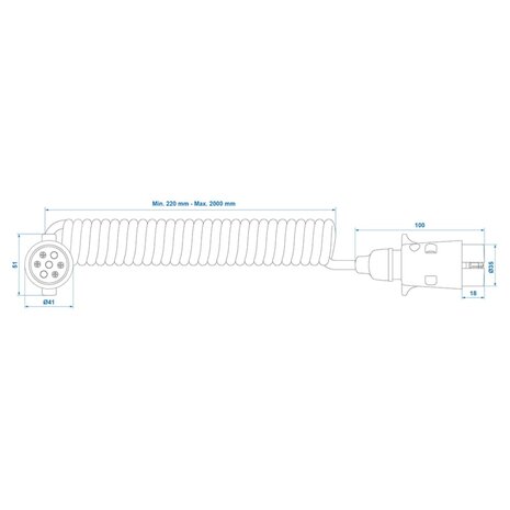 Spiraalkabel met 2x7-pins stekker 3 m