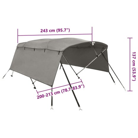Biminitop 4 bogen met zijwanden 243x(200-213)x137 cm