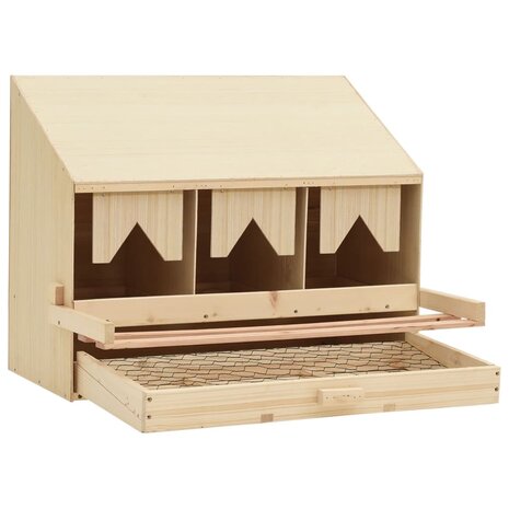 Kippenlegkast 3 compartimenten 72x33x54 cm massief grenenhout