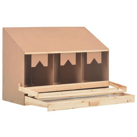 Kippenlegkast 3 compartimenten 93x40x65 cm massief grenenhout