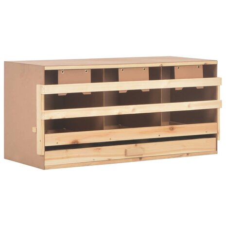 Kippenlegkast 3 compartimenten 96x40x45 cm massief grenenhout