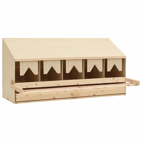 Kippenlegkast 5 compartimenten 117x33x54 cm massief grenenhout