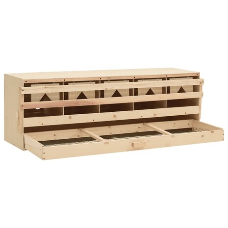 Kippenlegkast 5 compartimenten 117x33x38 cm massief grenenhout