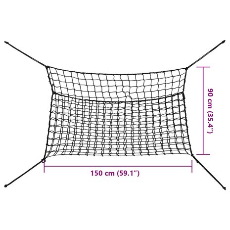 Hooinetten 2 st 150x90 cm rechthoekig polypropeen zwart