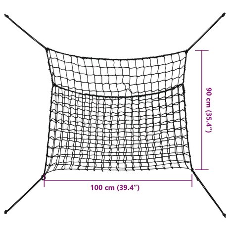 Hooinetten 2 st 100x90 cm rechthoekig polypropeen zwart