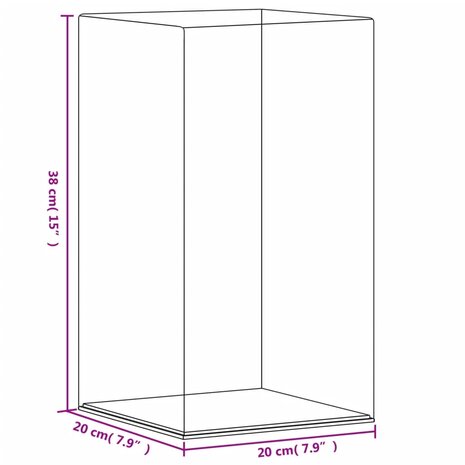 Vitrine transparant 20x20x38 cm acryl