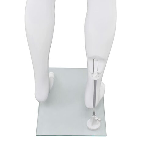 Etalagepop mannelijk met glazen voet 175 cm glanzend wit