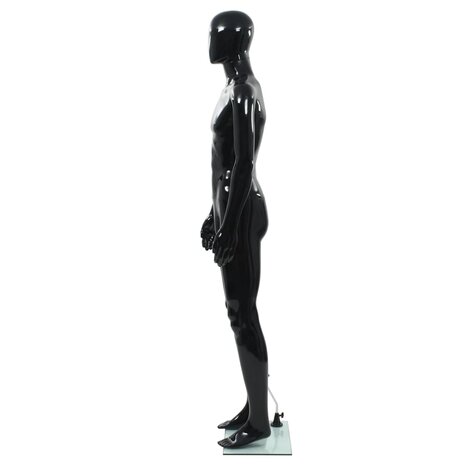 Etalagepop mannelijk met glazen voet 185 cm glanzend zwart