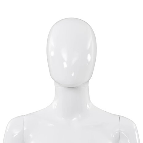 Etalagepop vrouwelijk met glazen voet 175 cm glanzend wit