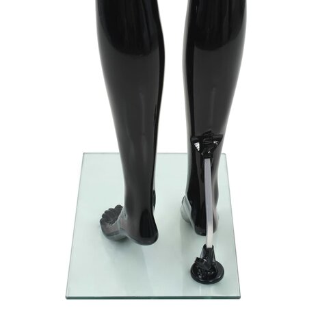 Etalagepop vrouwelijk met glazen voet 175 cm glanzend zwart