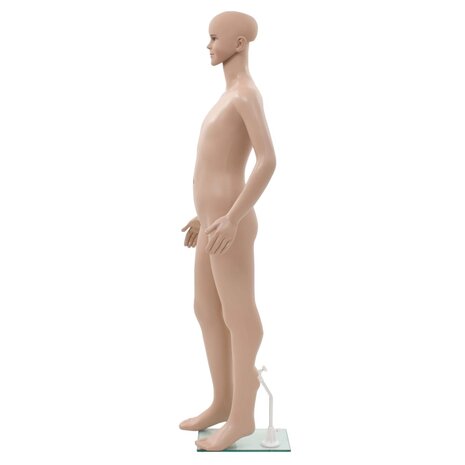 Etalagepop kind met glazen voet 140 cm beige