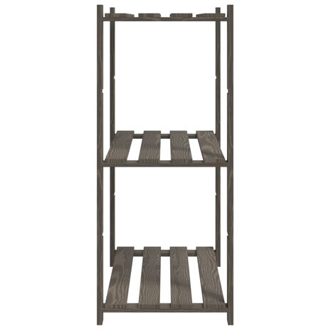 Opbergrek 3-laags 80x38x90 cm massief grenenhout grijs