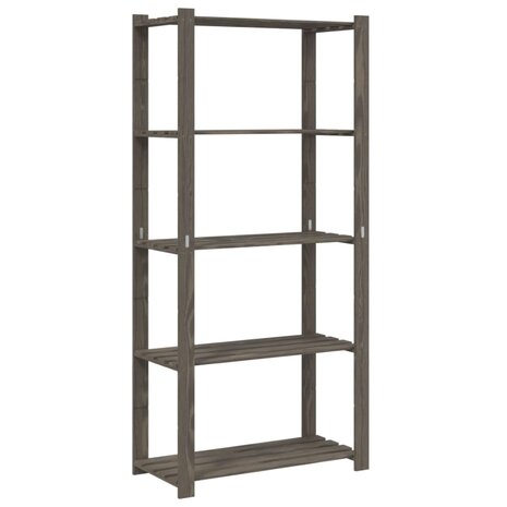 Opbergrek 5-laags 80x38x170 cm massief grenenhout grijs
