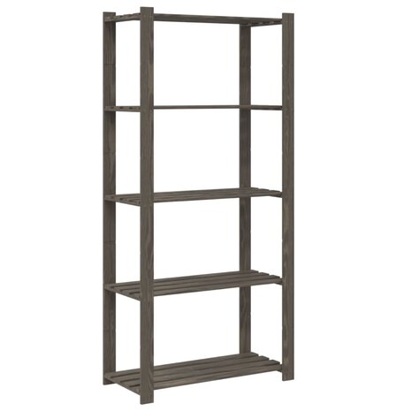 Opbergrek 5-laags 80x38x170 cm massief grenenhout grijs