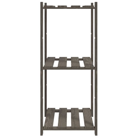 Opbergrek 3-laags 60x38x90 cm massief grenenhout grijs